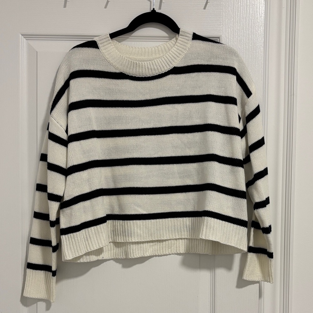 SHEIN Black and White Striped Sweater